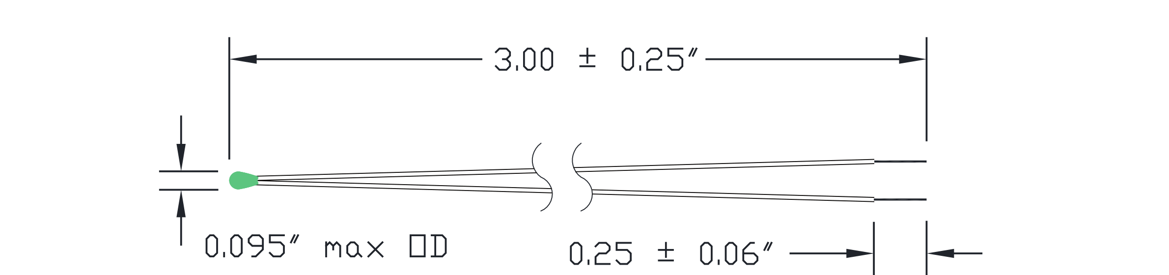 Typical 2BE NTC Thermistor dimensional drawing