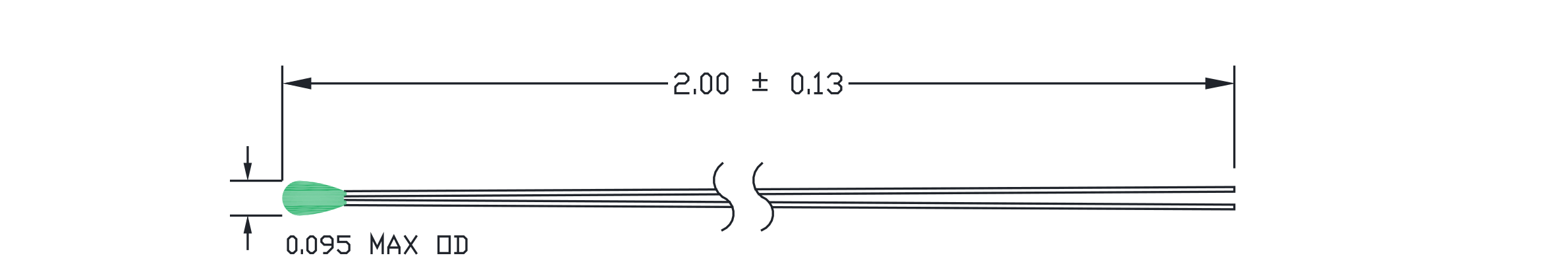 Typical 1BE NTC Thermistor dimensional drawing