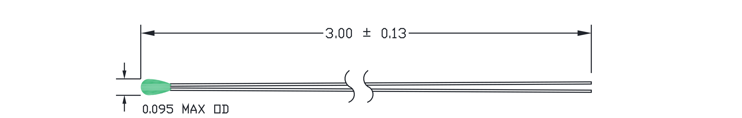 Typical 1DE NTC Thermistor dimensional drawing