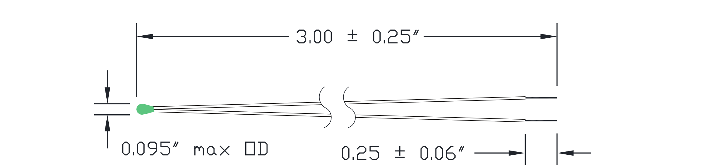 Typical 2AE NTC Thermistor dimensional drawing