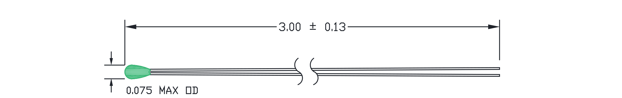 Typical 1FE NTC Thermistor dimensional drawing