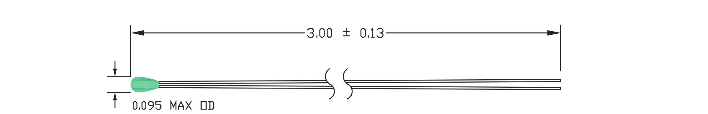 Typical 1CE NTC Thermistor dimensional drawing