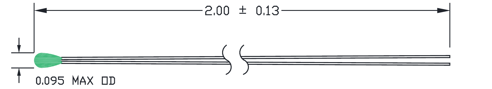 Typical 1AE thermistor dimensional drawing