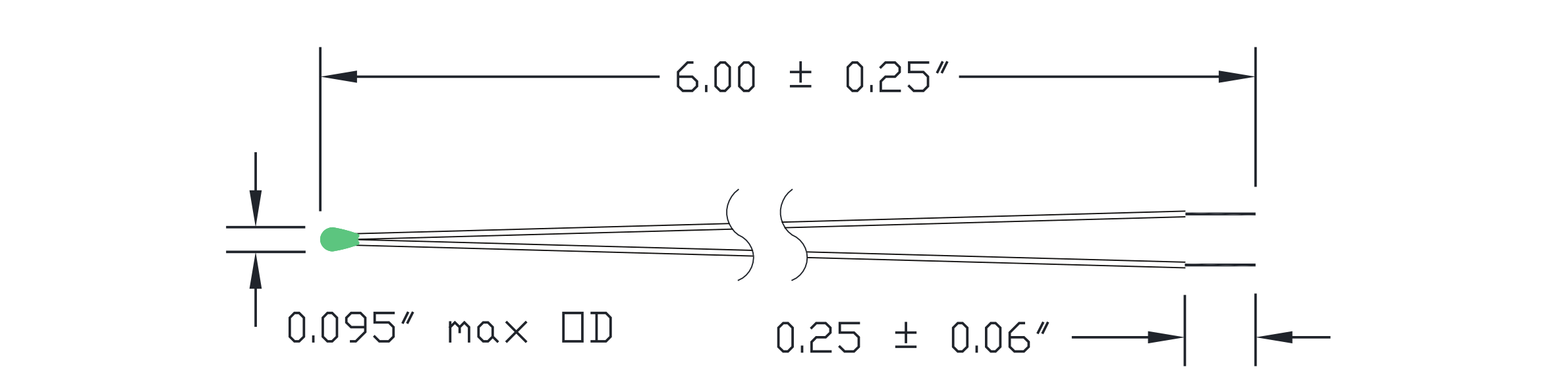 Typical 2GE NTC Thermistor dimensional drawing