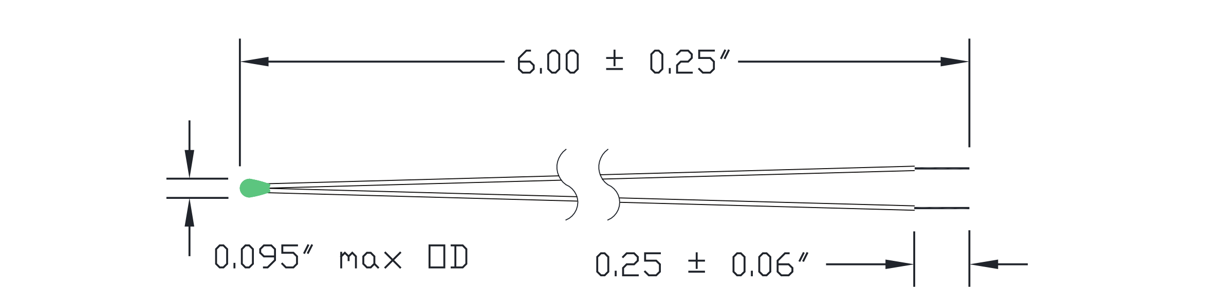 Typical 2HE NTC Thermistor dimensional drawing