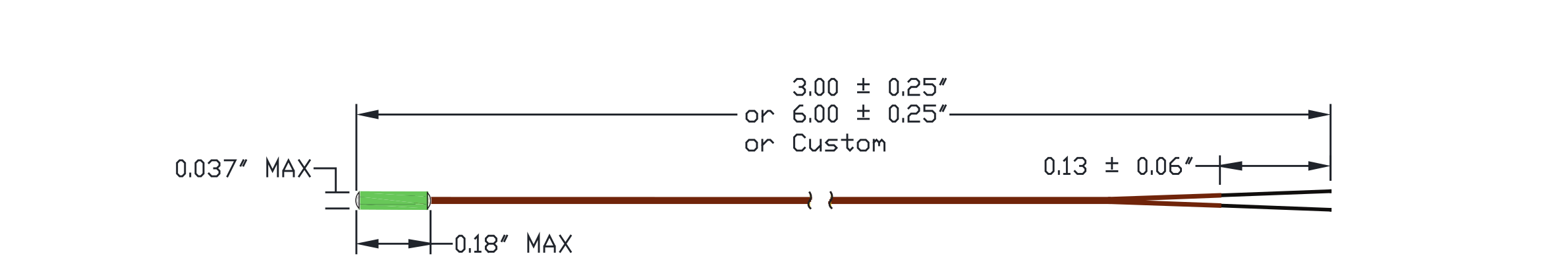 Typical 4XT Mini NTC Thermistor dimensional drawing