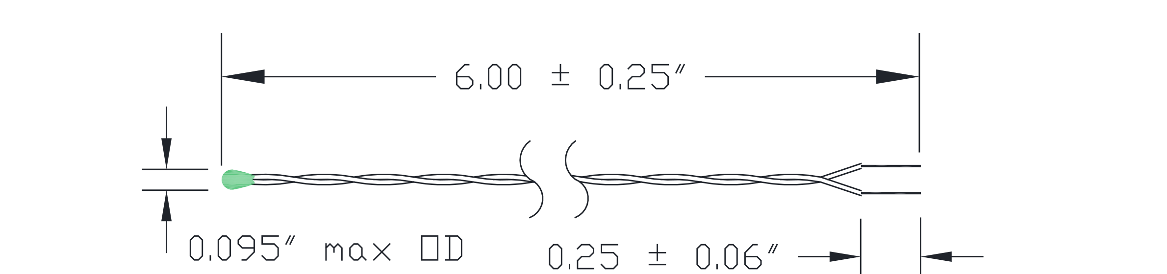 Typical 2EE NTC Thermistor dimensional drawing