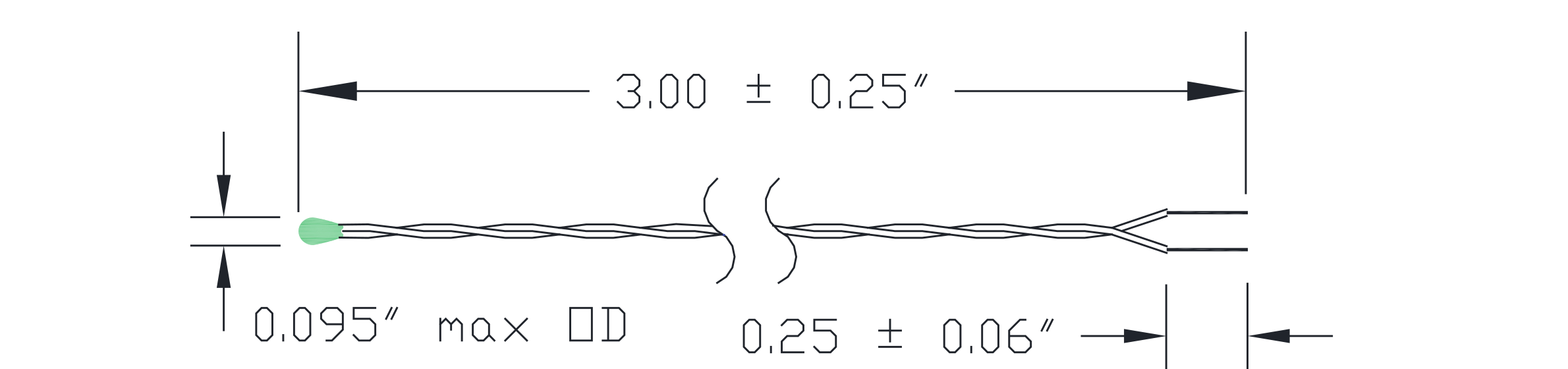 Typical 2DE NTC Thermistor dimensional drawing